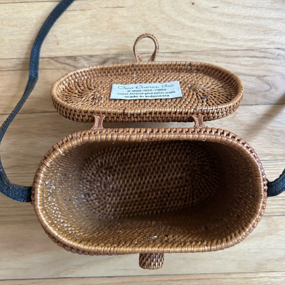 Woven Rattan Crossbody Bag - Brown - Picture 4 of 5